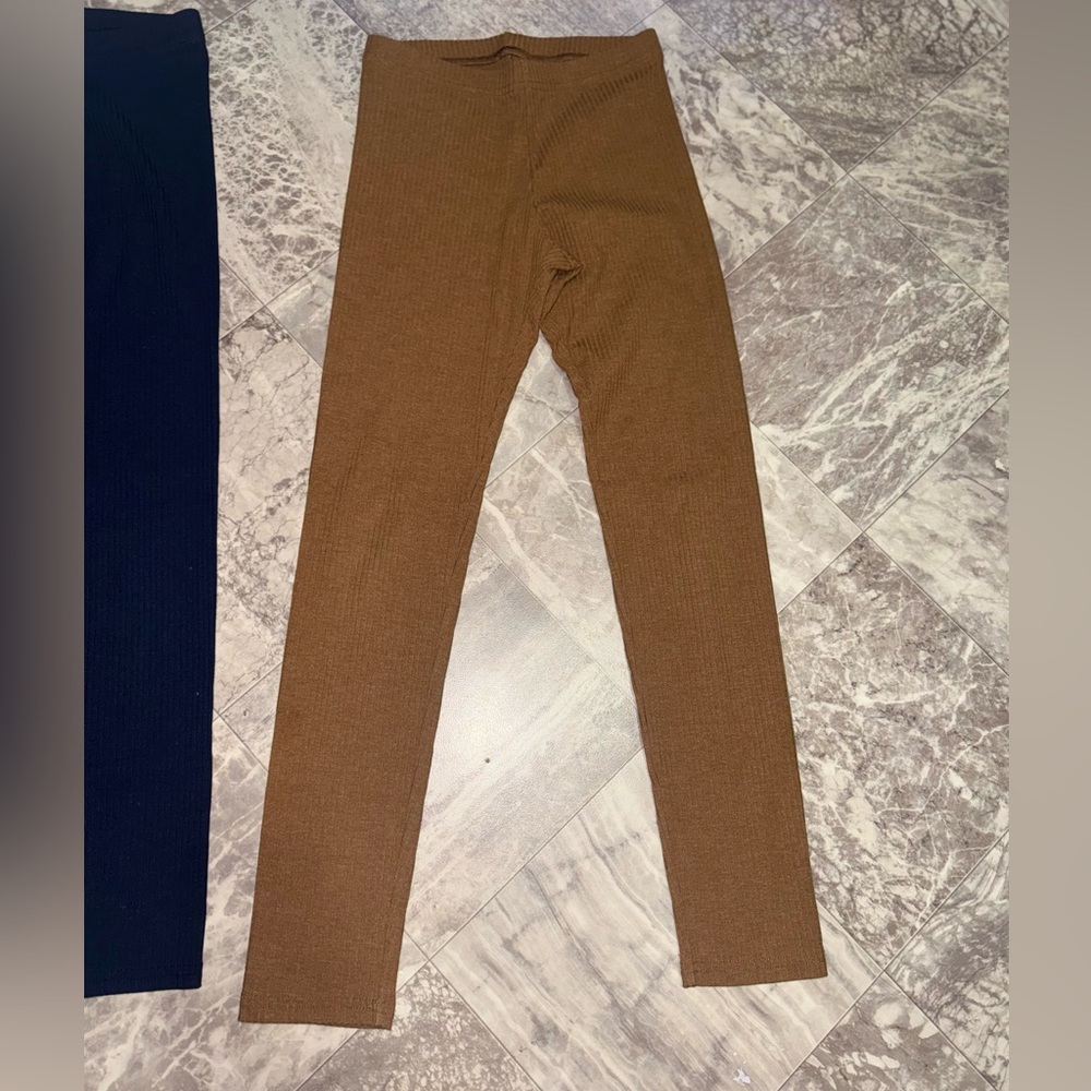 Old Navy Girls Brown Rib Knit Leggings Size L 10/12 Stretch